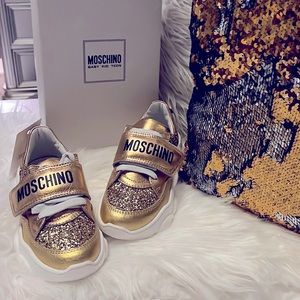 Authentic Moschino Sneakers (Gold) Girls US 13/EU 31